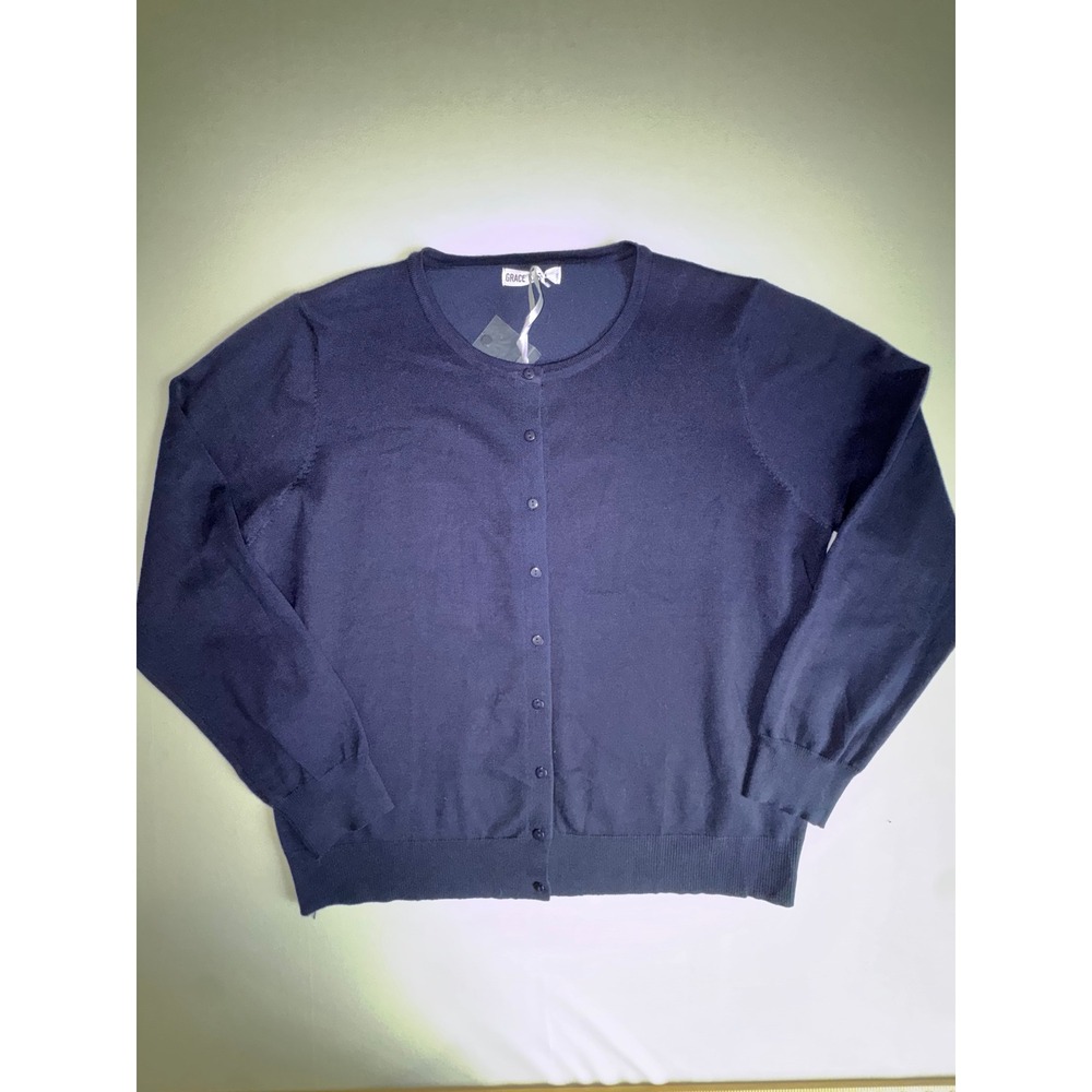 Grace Karin Navy Blue Cardigan Sweater Womens 3XL Button Front Long Sleeve Knit - Picture 3 of 9
